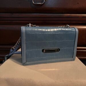 Elegant Blue Croc-Embossed Shoulder Bag